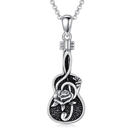 MISTBEE Guitar Necklace Sterling Silver Music Note Rose Pendant for Women Music Sports Lovers Jewelry Gifts