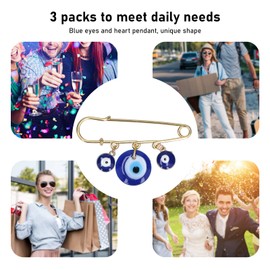 Zerodis Turkey Evil Eye Brooch Pins Lucky Eyeball Hands Brooches Jewellery, 3 Pieces Evil Eye Brooch Pins for Good Luck Broochs & PinsReligious