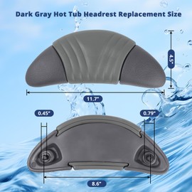 Dark Grey Hot Tub Pillow Headrest Replacement for Artesian Island Spa Pillows and Tidal fit Swim Spa Compatible Isla Margarita Elite, Tidal fit Swim Spas, Grand Bahama Elite, Grand Cayman Elite