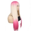 onemily Long Pink Wigs for Women 24Inch Straight Pink Wig