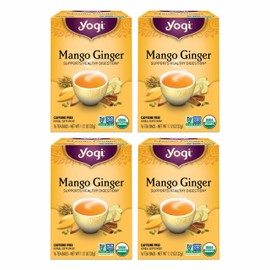 Yogi Tea Mango Ginger - 16 Bags per Pack (4 Packs) - Organic Ginger Root Tea to Support Healthy Digestion - Contains Antioxidants - Includes Cinnamon Bark, Rooibos Leaf, Mango Flavor & More