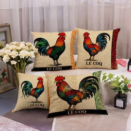 Farmhouse Rooster Throw Pillow Cover 18x18 inch,Vintage French Country Rooster with Damask Border Pillowcases Watercolor Chicken Home Decor Cushion Cases 4Pack for Rustic Home Decor(Green, 18" x 18")