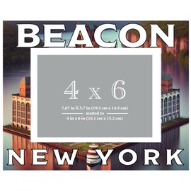 R and R Imports Beacon New York Souvenir Wooden Photo Frame Matted 4 x 6 Inch - Full Color Destination Design Keepsake Single