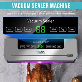 SEVA Vacuum Sealer Machine for Food Packaging | Powerful Food Saver Vacuum Sealer Machine with 10 Bags | Low Noise Multi Package Bag Sealer Machine for Home,Restaurant,Hotel, Shops etc.