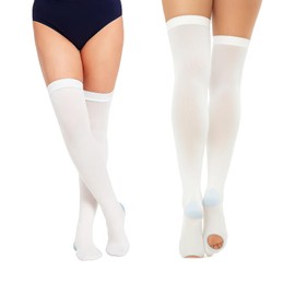 TED Hose Compression Stockings, Anti Embolism Stockings, 2Pairs Thigh High Unisex Ted Hose Socks 15-20 mmHg (Thigh High, XL)