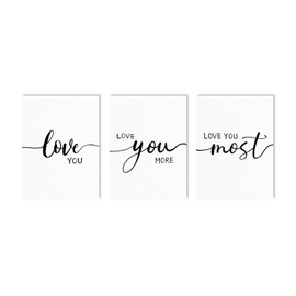 Love You More Bedroom Wall Decor:3 Piece Love Quotes Wall Decor Above Bed,Love You Most Bedroom Signs Farmhouse Decor Romantic Minimalist Wall Art,Modern Master Bedroom Decor for Couples,12"x16"