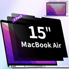 ANTOGOO V 2 Pack Privacy Screen Compatible with MacBook Air 15 Inch Screen Protector (2023-2025, M2, M3, M4 Chip), Anti Blue Light Glare & Anti Scratch Computer Privacy Shield for Mac Air 15.3"