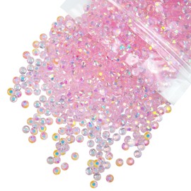 qiipii 1550PCS 5mm Transparent Pink AB Resin Rhinestones Clear Light Pink AB Flatback Jelly Stones Bulk SS20 No-Hotfix Diamonds Gems Charms for Nails Face Eyes Makeup Tumblers Bottles DIY Crafts Decor