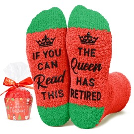 HAPPYPOP Retirement Gifts Ideas Socks for Women - Retired Socks Fuzzy Socks, Retirement Gifts for Women Men, Retired Queen Gifts