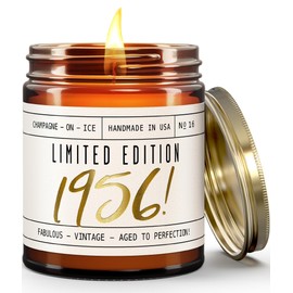 69th Birthday Gifts for Women - 'Limited Edition 1956' Soy Candle, w/Champagne on Ice I 69 Birthday Gifts for Women I 69th Gift for Her Ideas I 9oz Reusable Jar, 50Hr Burn, Made in USA