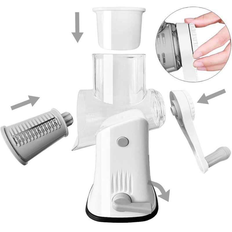 Rotary Cheese Grater Shredder 5-in-1 Tumbling Box Mandoline Vegetable Julienne