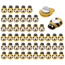 Penta Angel Tiny Wooden Bee Embellishments 50Pcs Self-Adhesive Painted Flatback Wood Bumble Bee Pieces for Scrapbooking Decoration and Craft DIY