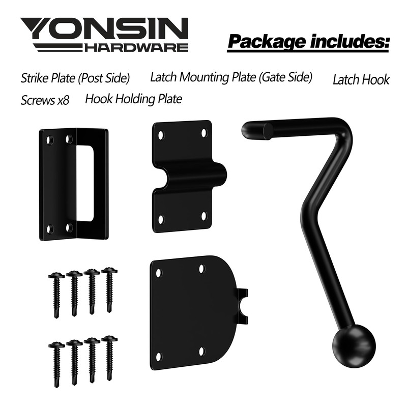 YONSIN Slide Bolt Gate Latch with Hook Heavy Duty, Sliding