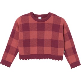 Modern Moments by Gerber Baby Girls' Jacquard 2-Piece Sweater Set, Dark Rose Large Check, 18 Months