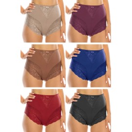 Jennifer 6 Pcs High Waisted Briefs Tummy Control Girdles Lace Shaper Panties 63031 Sz 4XL