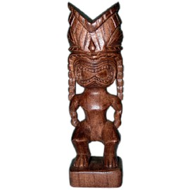 Tiki Hand Carved Wood Hawaiian God Statue Ku
