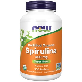 NOW Organic Spirulina Tablets 500 mg 500 Count Pure Non GMO Vegan Protein