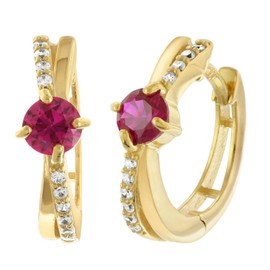 trendor Damen-Creolen Silber Vergoldet Ohrringe mit Zirkonia Rot/Weiß zauberhafter Ohrschmuck für Frauen, wunderschöne Geschenkidee, 28064