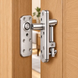 360-Degree Rotating Stainless Steel Hidden Door Hinges – Heavy-Duty Invisible Pivot Hinges for Wooden Doors
