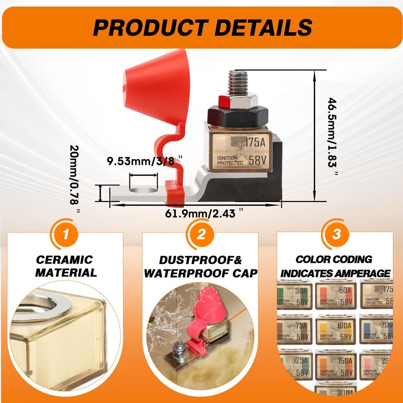 BUSSALIX Marine Rated Battery Fuse Block Kit, Ignition Protected, Durable