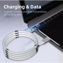 LIGHTSMAX 3 in 1 Magnetic USB Cable, Fast Charging & Data Sync Cable with Soft LED Light