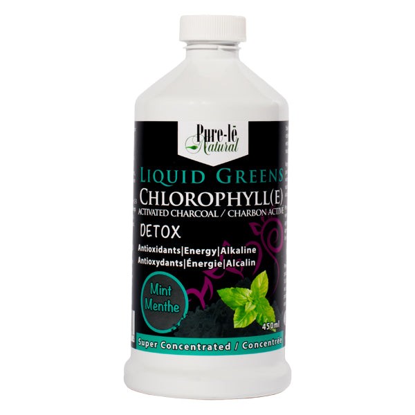 Pure-le Naturals Liquid Greens Chlorophyll Super Concentrate Activated Charcoal Mint, 450 mL