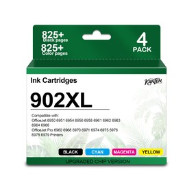 KANTEN 902XL 902 XL Ink Cartridge BK/C/M/Y 4-Pack (with chip) High-Yield Replacement for Officejet Pro 6978 6968 6974 6975 6960 Officejet 6951 6954 6956 6958 Printers