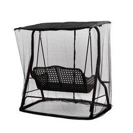 Patio Swing Mosquito Netting - Polyester Mesh Screen with Zipper Opening and roof Waterproof Tent - Rectangle Netting Curtain