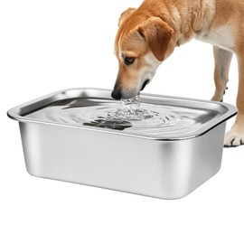 Ohtomber Stainless Steel Dog Bowl - 2.65 Gallons Metal Large Pet Dog Water & Food Bowl, Outdoor Feeder Water Trough Dish Plate for Cat, Big, Extra Large Pet Breed