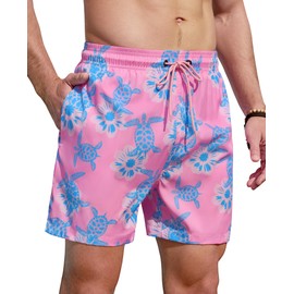 Gleeease Mens Swim Trunks 5 Inch with Mesh Lining Quick Dry Stretch Bathing Suits for Men Board Shorts Men's Swimwear