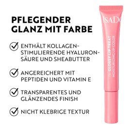 IsaDora Glossy Lip Treat Lip Gloss - Nourishing Lip Gloss for Full Lips - Stimulates Collagen Formation - Unique Shine without Sticking - Vegan with Shea Butter - Pink Punch