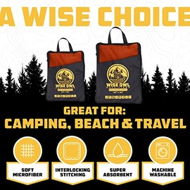 Wise Owl Outfitters - Toalla de viaje para camping, ultrasuave, compacta, de secado rápido, microfibra, fitness, playa, senderismo, yoga, viajes, depo