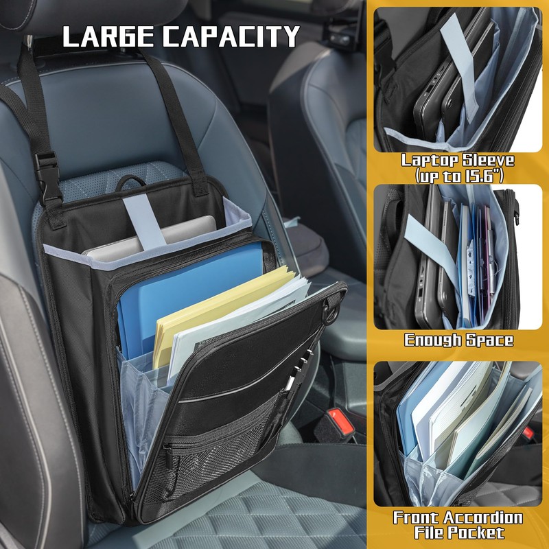 LUXJA Car Front Seat Organizer with Accordion File Pocket, Passenger