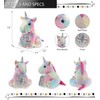 DolliBu Floppy Rainbow Unicorn Stuffed Animal with Silver Cross and
