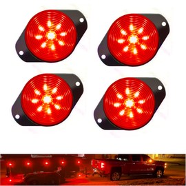 NBWDY 4Pcs 3'' Round Red Side Marker Light,Waterproof 12V-24V DC Truck Trailer LED Clearance Marker Lights,Front Rear Signal Indicator Tail Light Step Dome Light for Pickup ATV RV UTV Boat