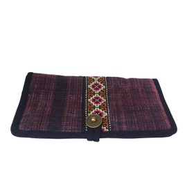 Handmade Cotton Embroidery Ethnic Vintage Tribal Clutch Bags Purse With Coconut Shell Botton (L-Purple)