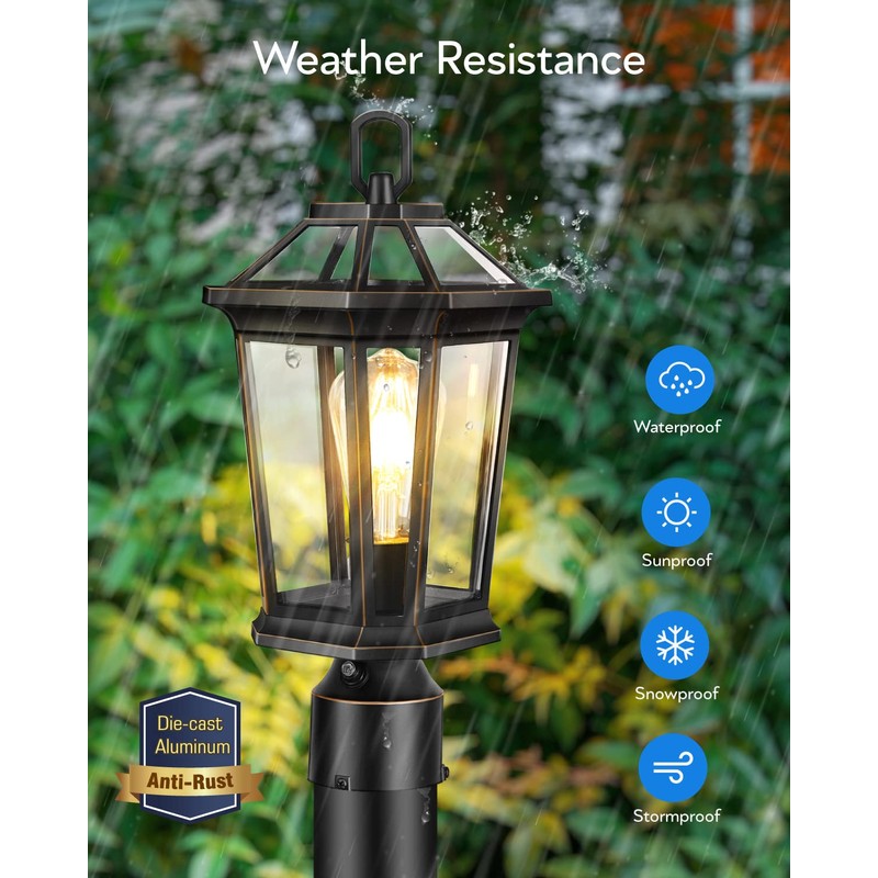 VIANIS Dusk to Dawn Outdoor Post Lights, Black Light Posts