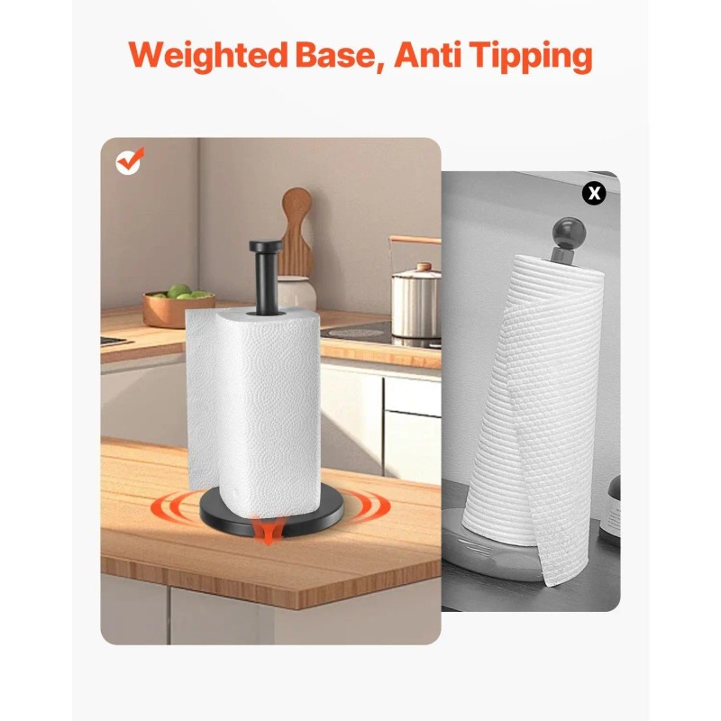 Stainless Steel Paper Towel Holder Countertop Kitchen Stand Dishwasher SafeDefault: