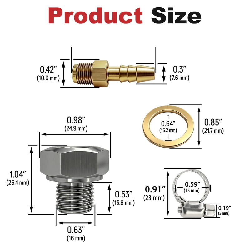 Joytrace Stainless Steel LS Oil Priming Adapter Kit M16 to