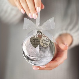 Grandpa Memorial Ornaments Christmas Clear Feather Ball – A Piece of My Heart is in Heaven Sympathy Gift for Loss of Loved One