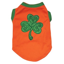 Petitebella Green Sequins Clover Puppy Dog Shirt (Orange, X-Large)
