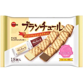 Bourbon Blanchul Chocolate & Langue de Chat Cookies FS 18PC (Pack of 2), Japanese Sandwich Cookies Sweets Snack, MADE IN JAPAN