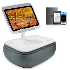 CGBE Kindle Pillow Stand, Kindle Holder for Reading in Bed, Adjustable Tablet Stand Pillow Soft Cushion Beanbag for Reading in Bed, Sofa, Couch - Grey