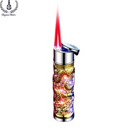 Carving Dragon Windproof Refillable Lighter, LED Lights Butane Torch, No Gas Lighter, Kitchen lgniter, Cooking Tool, Cocktail EssentialAccessory, Camping Gear,  Perfect Gift for Women (Gas Not Included) - Quantity: 1