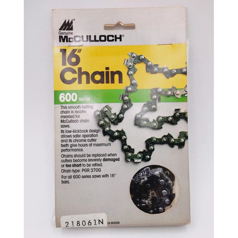 McCulloch 16" 600 series chainsaw chain. .050"gauge 3/8"pitch type:PGR 370G