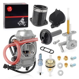 Carburetor Carb and Fuel Valve Petcock + Lever Intake Manifold For Kawasaki Prairie 400 KVF400 1999 2000 2001 2002 15003-1446 51023-1254