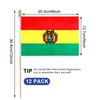 HSQCEZ 12Pcs Small Bolivia Flags on Wooden Stick Mini Bolivian