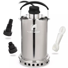 FLUENTPOWER 3/4HP 3300GPH Stainless Steel Submersible Sump Pump Manual Control