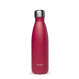Qwetch - Matt Thermos Flask - Raspberry 500 ml - Cold for 24 Hours and Warm for 12 Hours - Leak-Proof, BPA-Free & Reusable