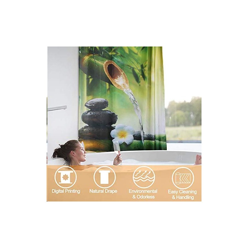 Aitsite 2020 Shower Curtain with Hooks Waterproof Shape-Retaining Bath Curtain
